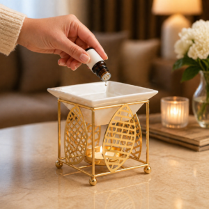 Brûleur Parfumé Feuilles Dorées Luxe – Image 3